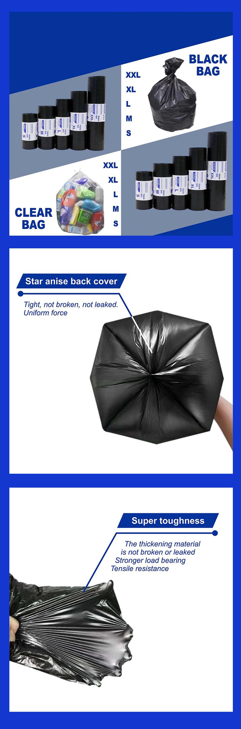 Product Introduction of Biodegradable Trash Garbage Bag Black Flat Mouth Continuous Roll Disposable Garbage Bag 1