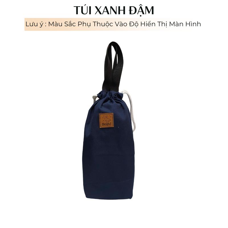 Túi vải 2 lớp dày dặn đựng bình giữ nhiệt có dây rút chất liệu vải canvs 3