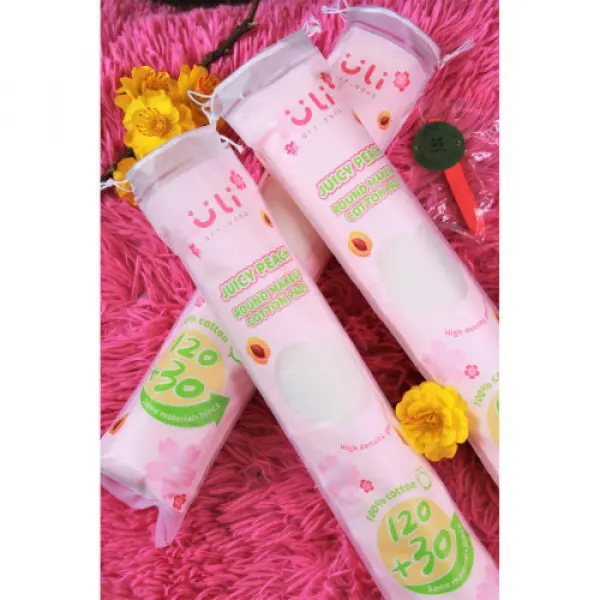 Bông Tẩy Trang Uli Dạng Tròn Juicy Peach Round Makeup Cotton Pad 150 Miếng Mềm Mịn, Dai, Không Kích Ứng Cosmetic 3