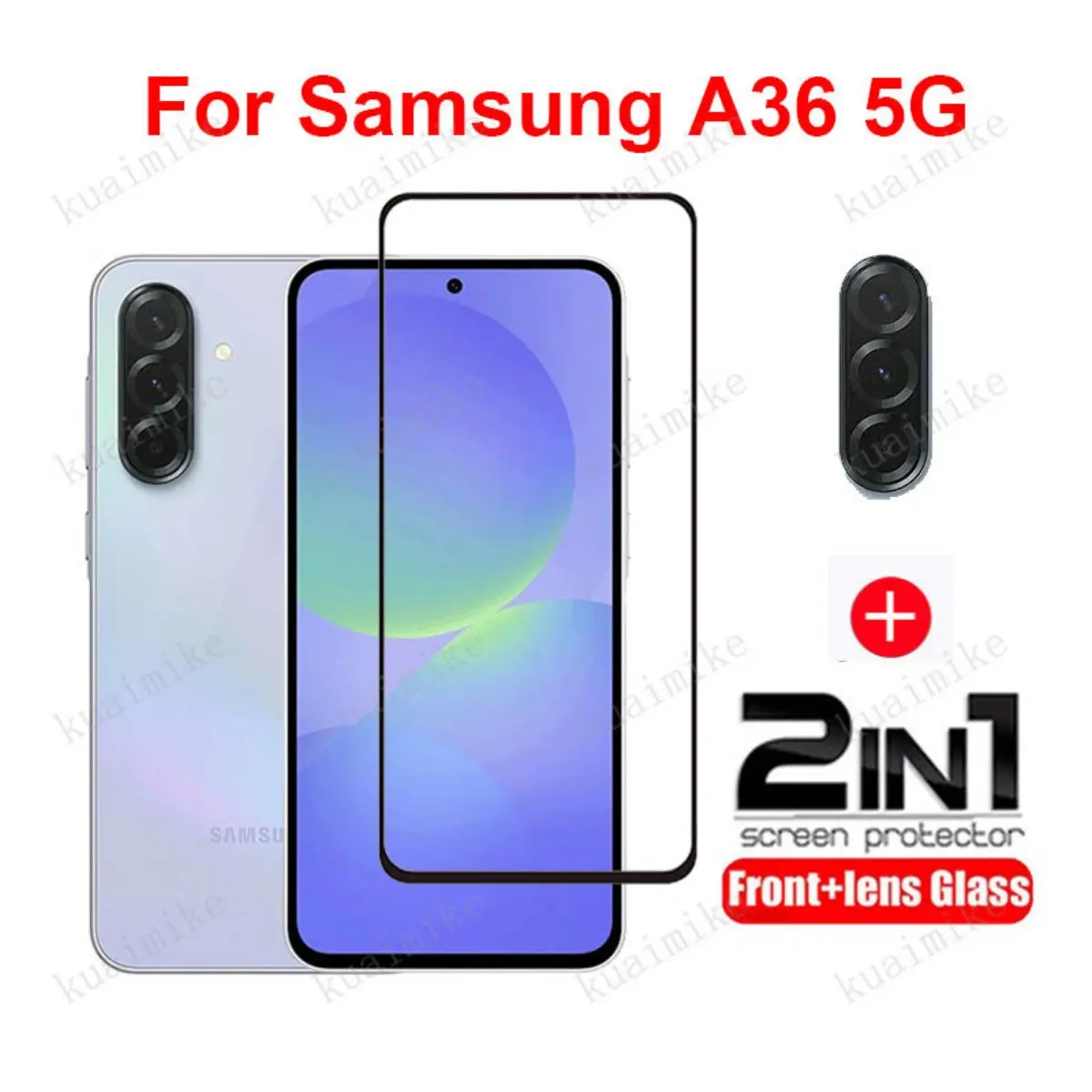 Tempered Glass Full Cover Film Compatible for Samsung A36 S25 S24 S23 FE Plus Ultra A16 A06 A56 A26 2 in 1 Camera Lens Glass Screen Protector