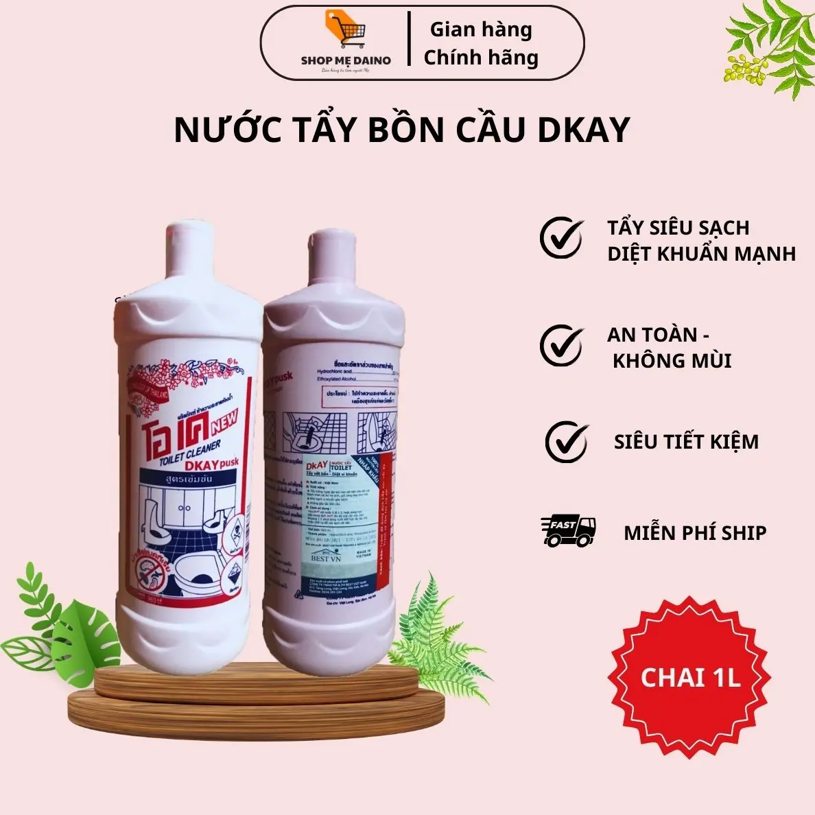 Nước tẩy bồn cầu Dkay, không mùi, diệt khuẩn 99% - shop mẹ Daino tẩy bồn cầu  hằng du mục