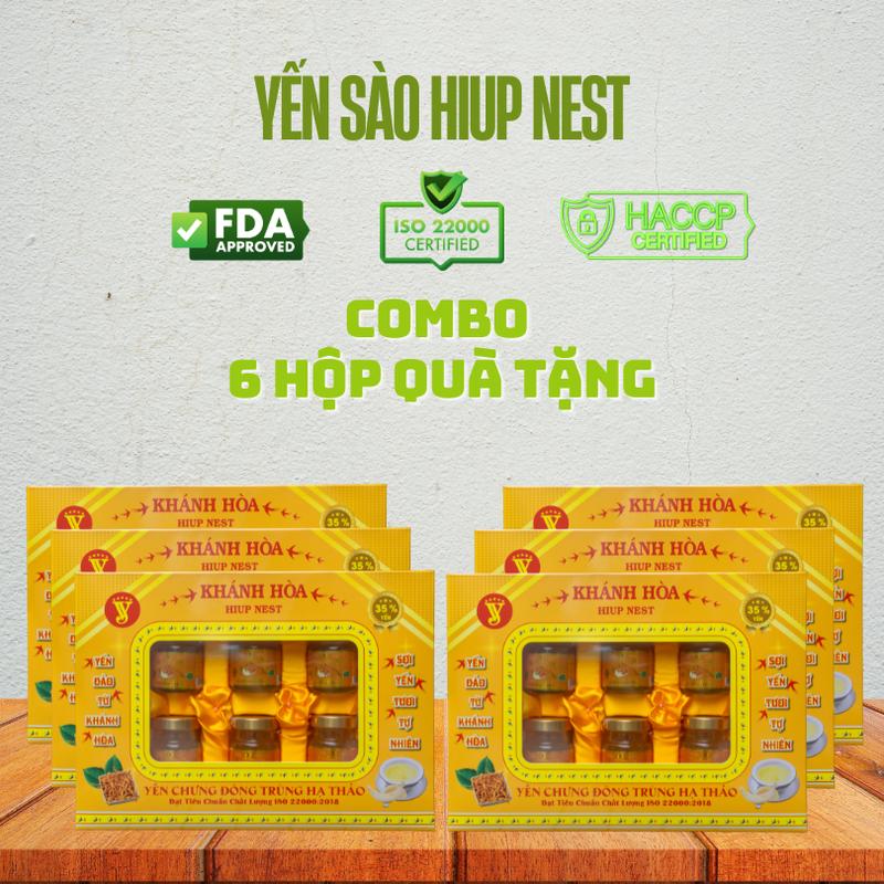Combo 06 Hộp Yến sào chưng sẵn Hiupnest  với 35% Tổ yến từ Khánh Hòa ( Dạng Hộp quà ) 0