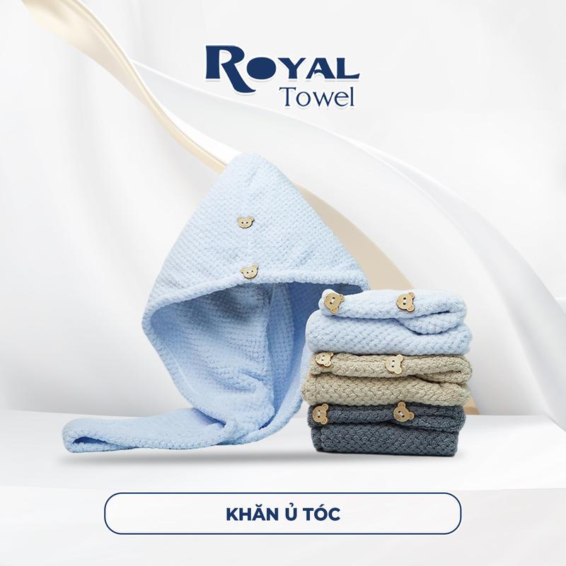 Khăn quấn tóc ủ tóc nhanh khô Royal Towel, khăn tắm có mũ cho bé khăn gội đầu trùm đầu Microfiber siêu thấm hút