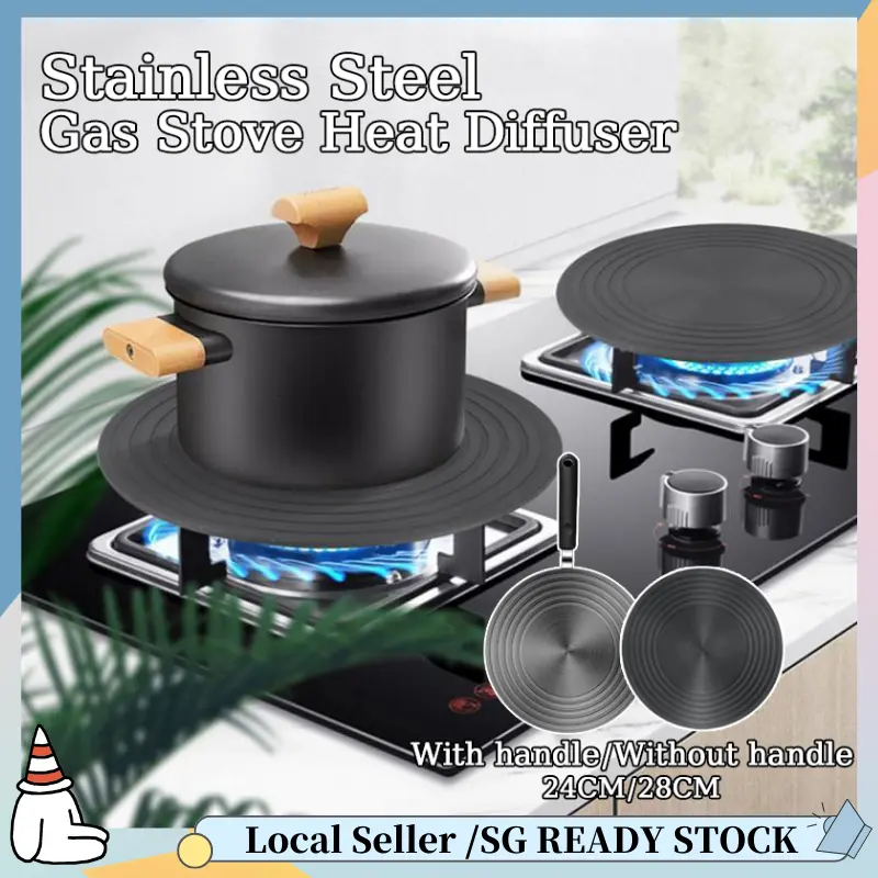 SG READY STOCK Gas Stove Heat Diffuser Stainless Steel Heat Conduction Plate Anti-Burning Black Thawing Plate Kitchen Pot Cookware Protector
