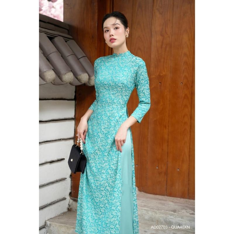 Áo dài gấm Châu Đạm thiết kế truyền thống tôn dáng ,Áo dài truyền thống cho giáo viên Nữ Women 6