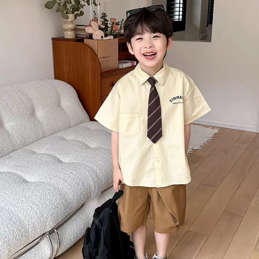 Bộ Đồ Áo Cánh Phong Cách Preppy Cho Bé Trai, Hàng Mới Về Mùa Hè, Bộ Đồ Hai Mảnh Đẹp Trai, Áo ngắn Tay Và Quần Thời Trang, Thích Hợp Cho Trẻ Em, Phong Cách Quý Ông, 2023