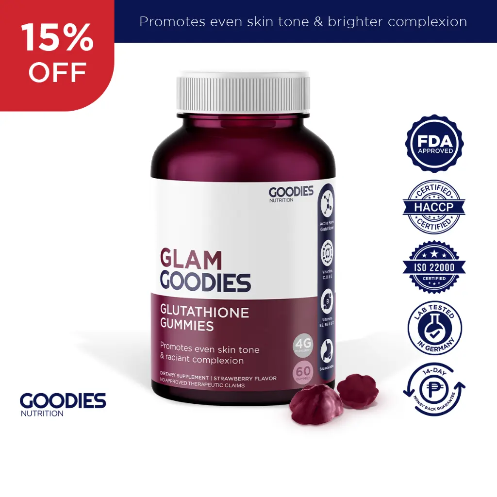 GOODIES NUTRITION Glutathione Gummies  Glam Goodies  1 bottle (60  Gummies) - Improve Skin Texture - TikTok Shop Philippines