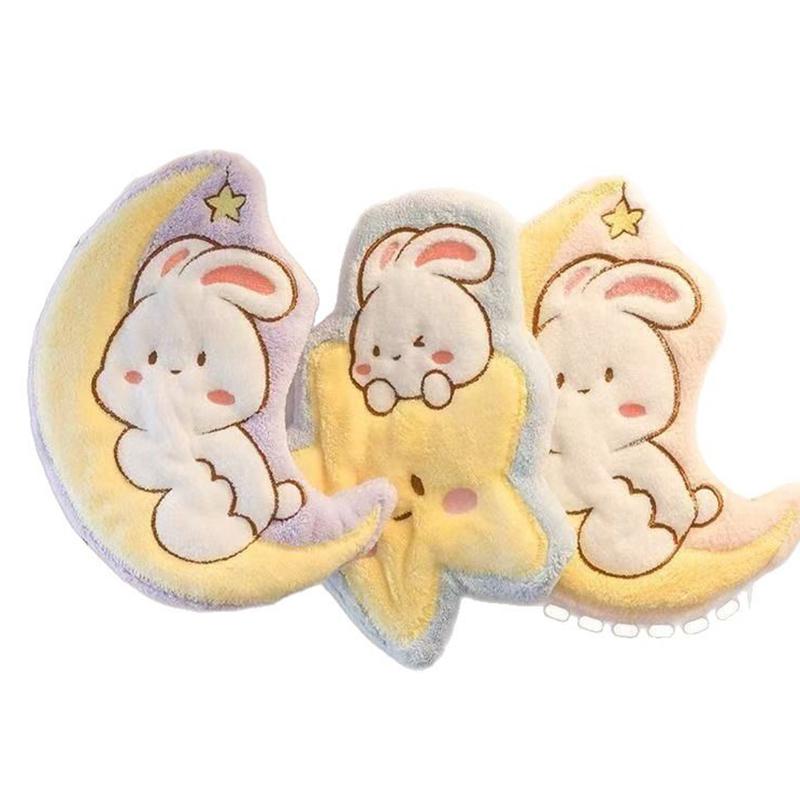 Product Introduction of Cute Rabbit Pattern Hand Towel Soft Hanging Towels Absorbent Coral  Towel Kitchen Bathroom Double-thickness Hand Towel 31