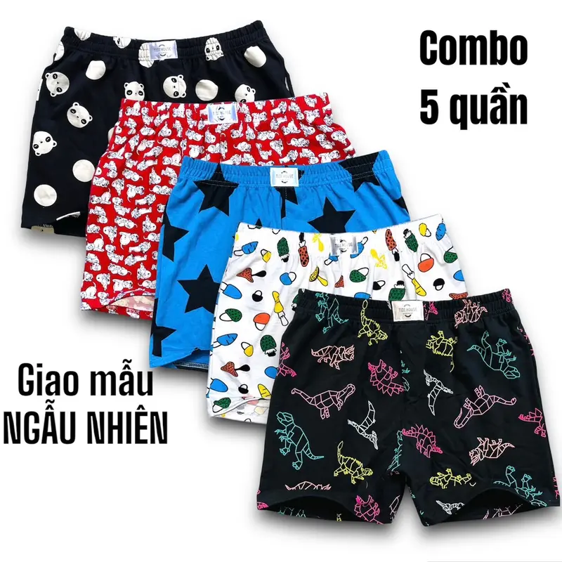 Combo 5 Quần đùi mặc ở nhà, mặc ngủ, chất liệu thun cotton co giãn - GIAO MẪU NGẪU NHIÊN - TIDI HOUSE Menswear 0