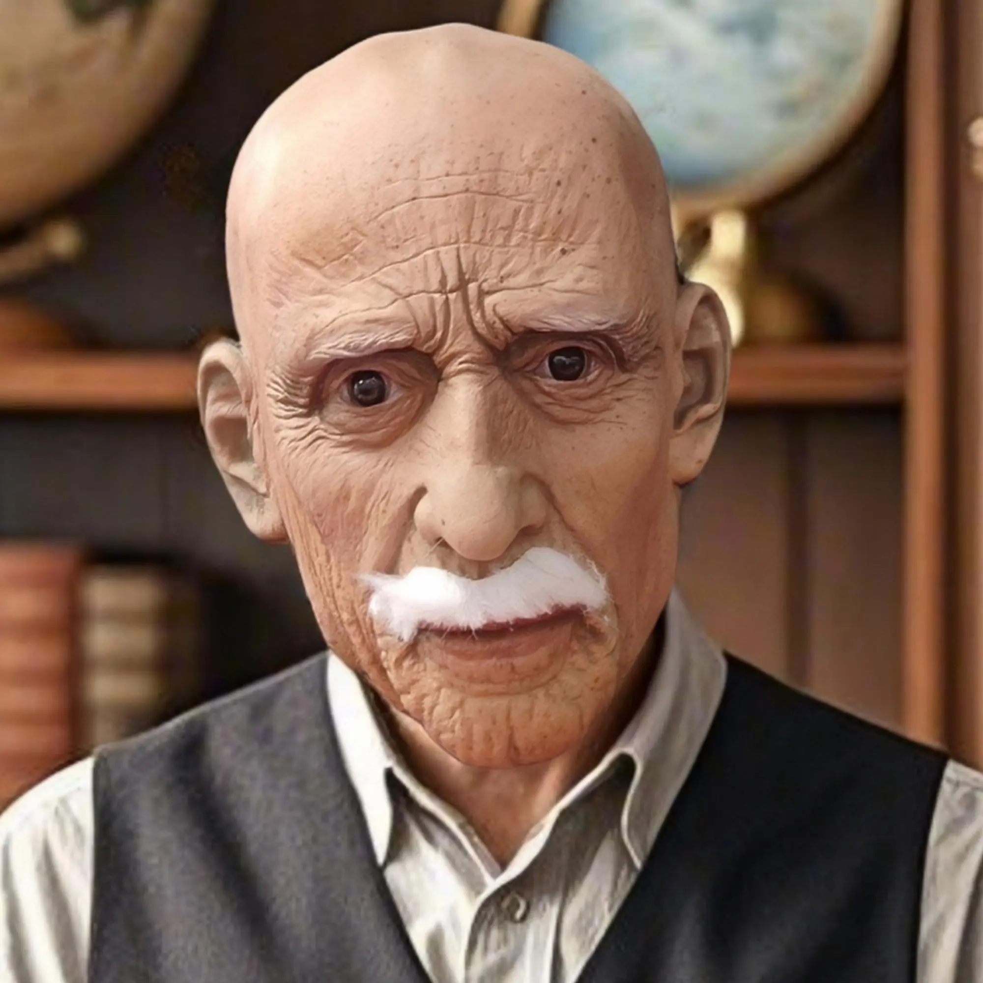Old Man Mask, Bald Geezer Mask, Funny Man Face Cover, Halloween Party Supplies, Masquerade Props, Roleplay Ornament