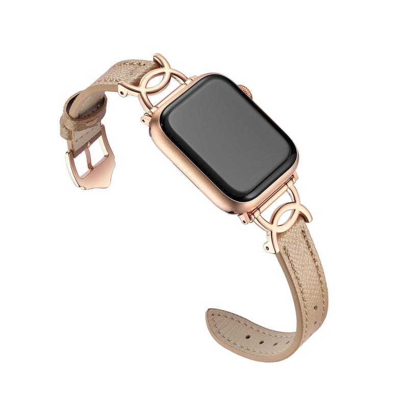 Fashionable Faux Leather Watch Band (Band Only), 1 Count Adjustable Watch Band for Apple Watch Series 9/8/7/6/5/SE/4/3/2/Ultra 2 5
