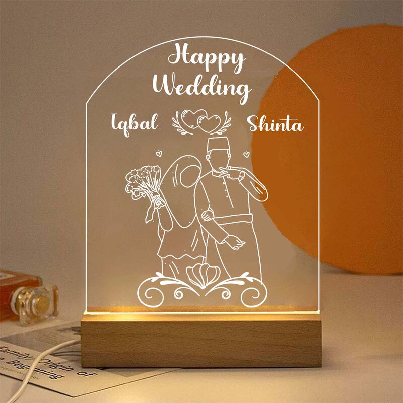 Lampu hias ukiran akrilik untuk hadiah, kado, pernikahan, wisuda, lamaran, dan ulang tahun White 7