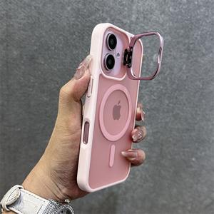 Luxury Magsafe matte semi transparent phone case suitable for iPhone 16, 15, 14, 13, 12, 11 Pro Max Plus phone magnetic shock resistant protective case lens holder back cover shell accessories