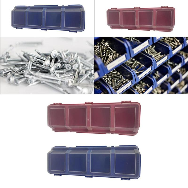 Hardware Organizer Box Small Parts Organizer with Lid 4 Compartments Tool Box for Screws Nuts Nails Accessories Garage Tools 0
