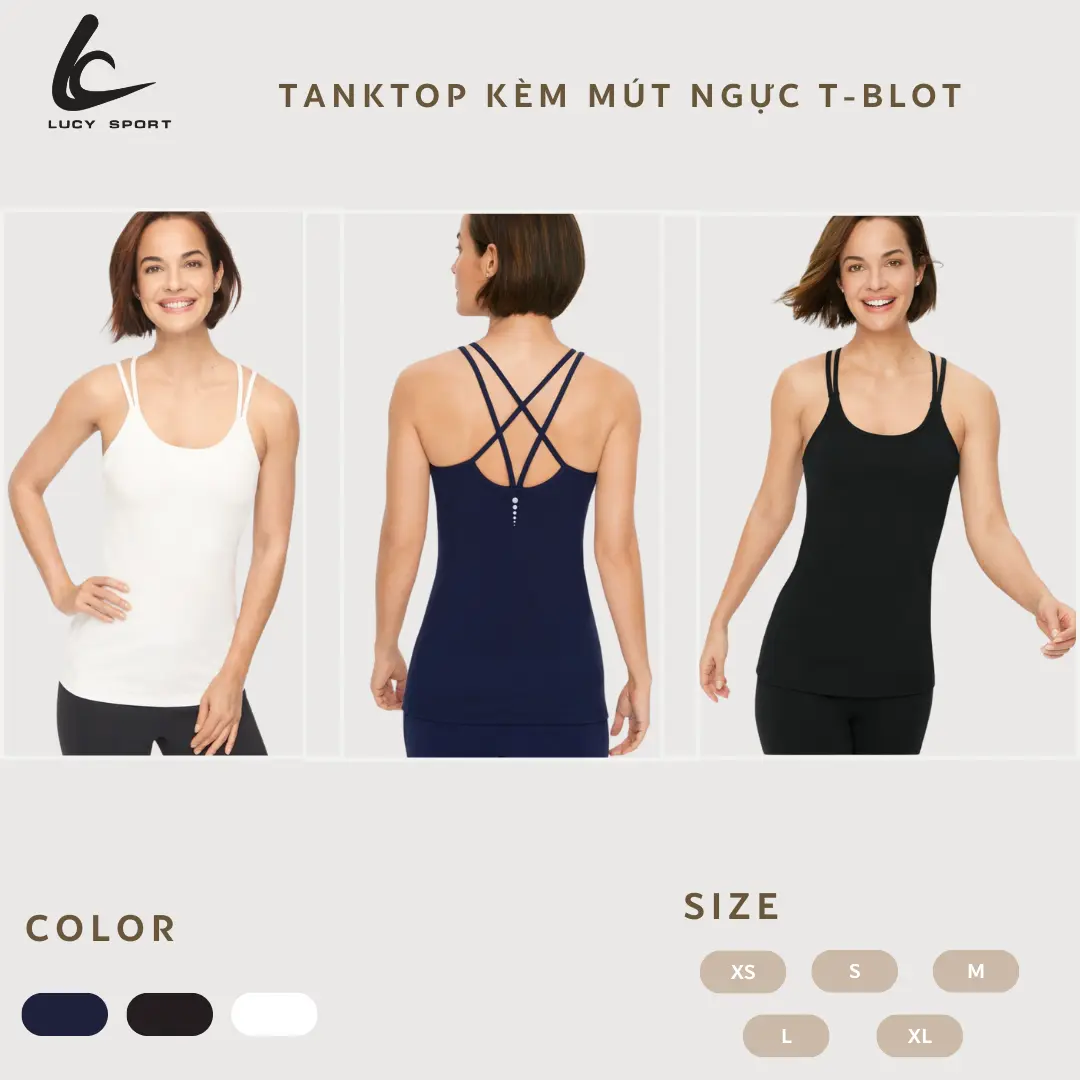 Áo TANKTOP áo tập thể thao pilates hàng xuất dư xịn có khe nhét mút chất cotton co giãn thấm hút mồ hôi