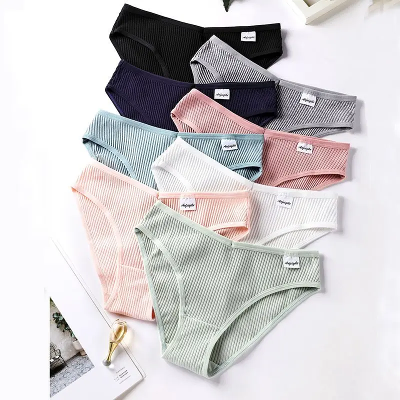Cotton Panties Underpants M-Xl 6 Solid Color Sexy Panty For Women Briefs Underwear 3Pcs/Set