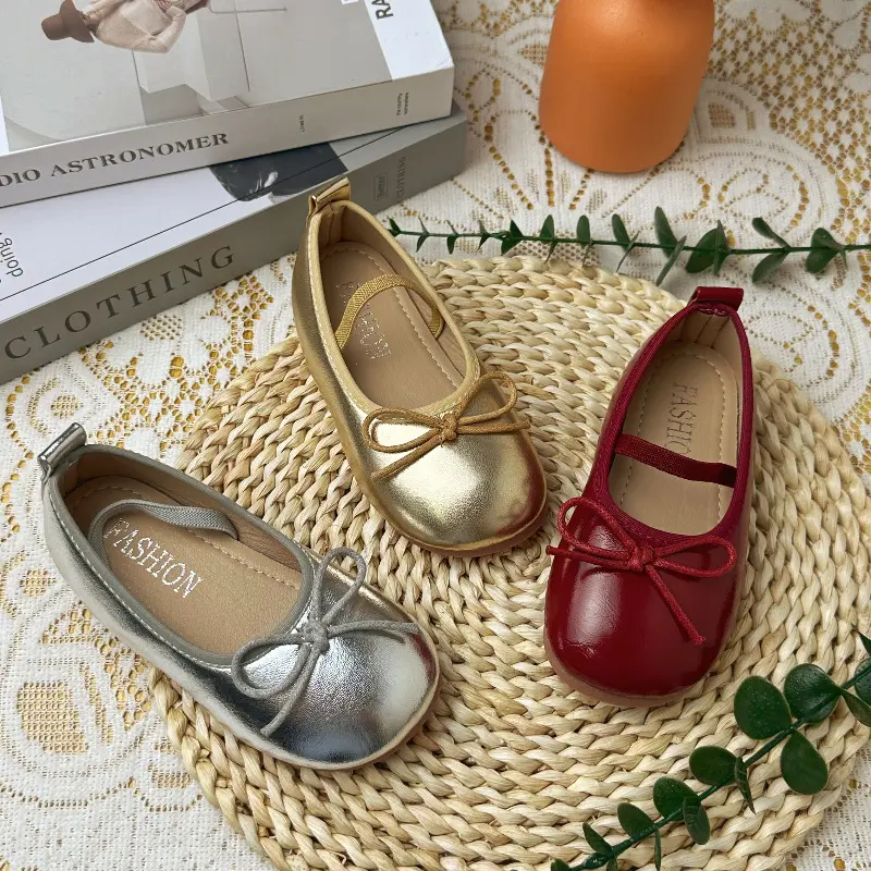 Giày Nhẹ, Phong Cách Hàn Quốc, Thích Hợp Cho Mùa Lò Xo Và Mùa Thu, Thiết Kế Cổ Điển Cổ Tích Cho Bé Gái, Có Thắt Nơ, Chống Trượt, Thời Trang, Thích Hợp Cho Bé, Giày Khiêu Vũ