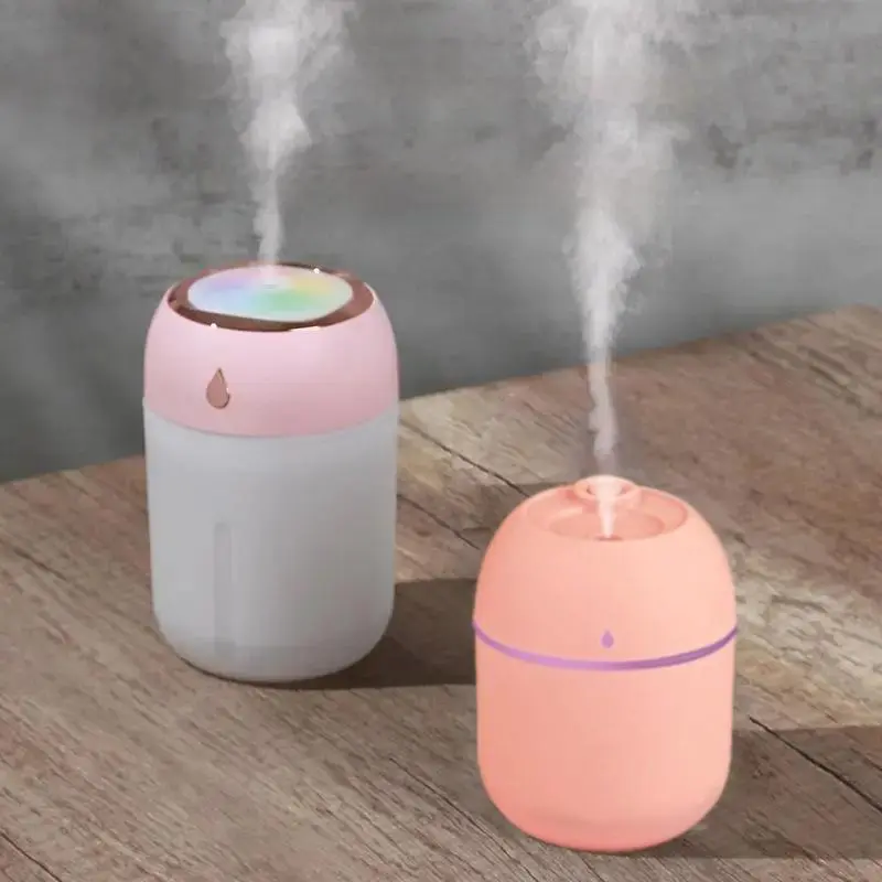 Mini Portable Humidifier With USB Ambience Light, 1 Count 2 Speed Fog Humidifier For Home Bedroom Office