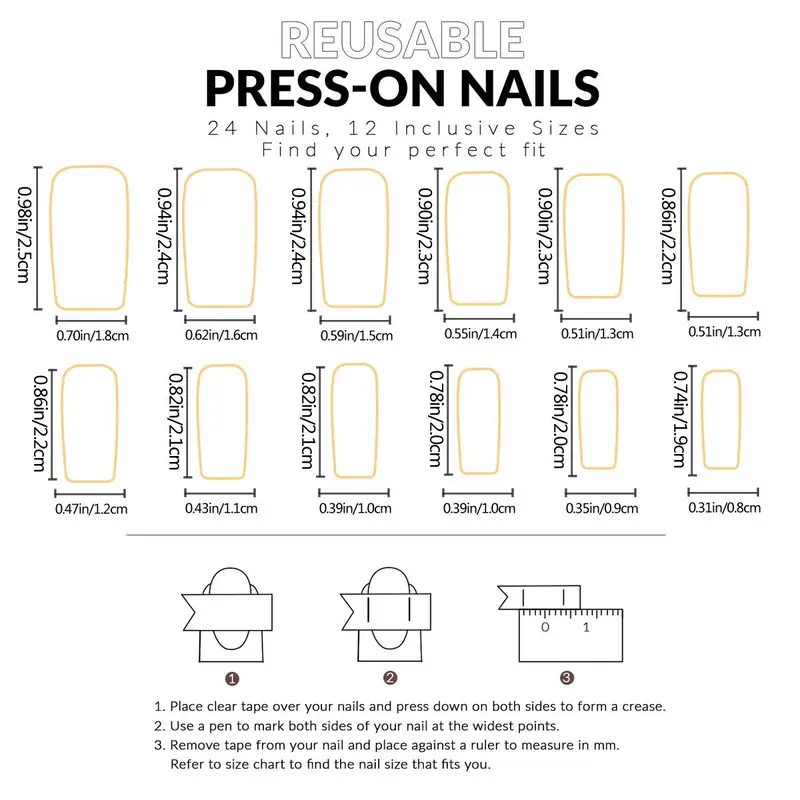 Flower Decor Fake Nails with Nail File & Tape, 24pcs Removable False Nails for Women Girls Nail Art, Effortless Press on Nails Manicure Set 3