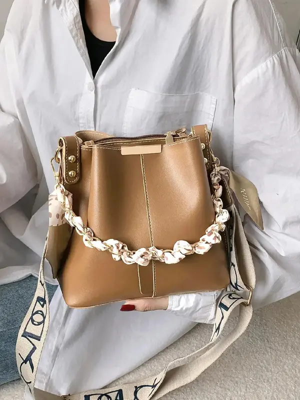 Women's Fashionable Solid Color Shoulder Bag, Casual Versatile Crossbody Bag for Daily Used, Trendy All-match Commuter Bag, Satchel Purse 2