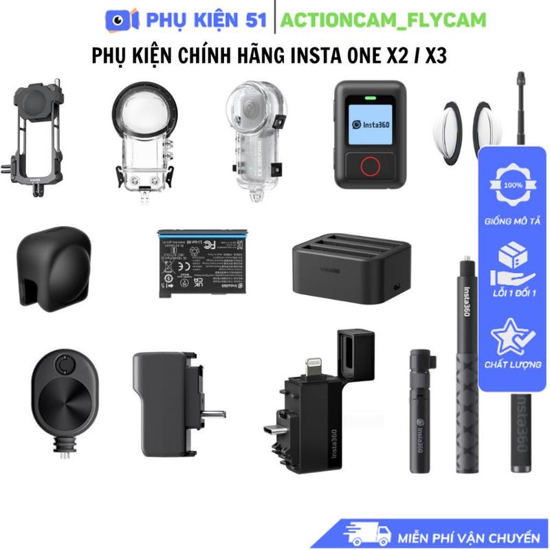 Phụ Kiện INSTA360 One X2 X3 - Pin Dock Sạc Lens Guard Khung Nhôm Gậy Tàng Hình