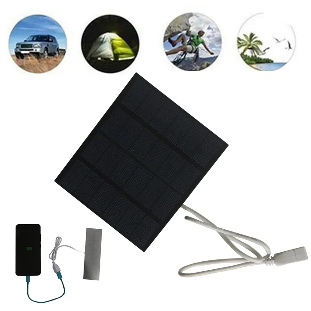 Portable 1.5W Solar Panel Charger USB Output Power for Phone Outdoor Adventures