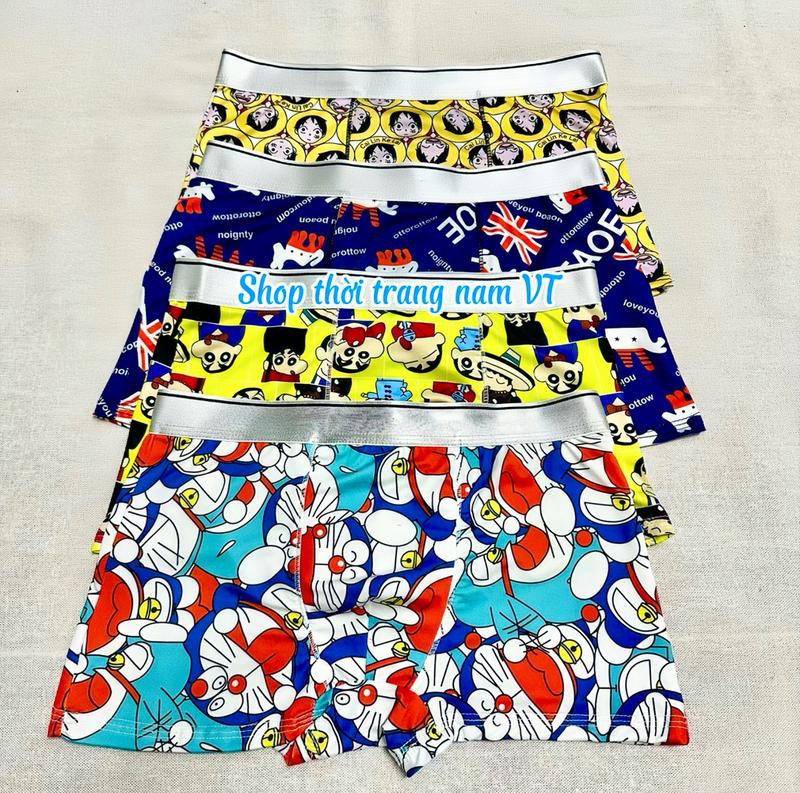 Combo 3,4,5 quần sịp nam thun lạnh, sịp đùi nam hoạt hình Doremon, Shin, Luffy.... Menswear Boxer Quần Boxer Quần Lót sipdui