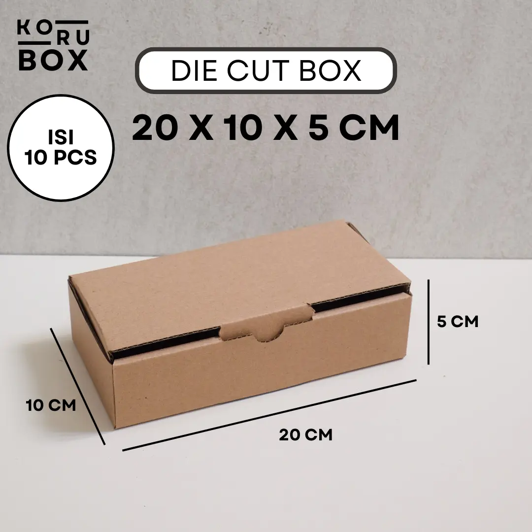 [ISI 10] Box Kardus Karton Die Cut Mailer 20 x 10 x 5 cm Tanpa Sablon - Bahan B Flute Cokelat