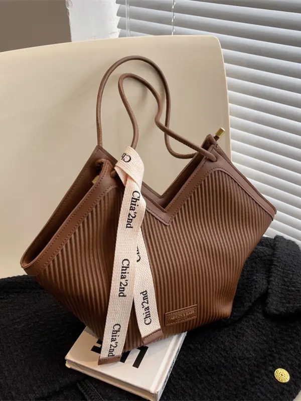 Women's Fashionable Patched Design Tote Bag, Casual Large Capacity Shoulder Bag for Daily Used, Trendy Versatile High-quality Daily Commuting Bag 6