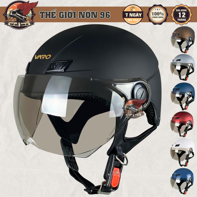 Mũ bảo hiểm 1/2 có kính VARO tem A30 cao cấp - Kính chống tia UV, Chính hãng VARO Helmet
