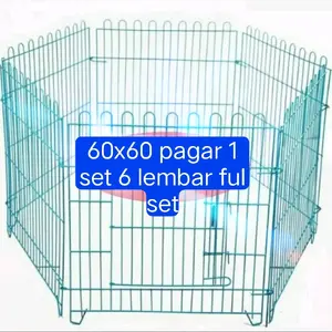 kandang pagar besi 1set 6 lembar ukuran 60x60 untuk anjing,kucing,kelinci dan hewan ayam bangkok