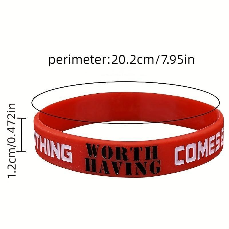 Colorful Silicone Sports Wristband, 5 Counts/set Inspirational Quotes Silicone Wristband, Indoor Recreation Equipment, Gym Accessories, Christmas, Christmas Gift 2