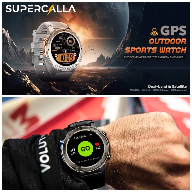 Supercalla DM56 GPS Sport watches 500mAh BT Call Amoled and 5ATM