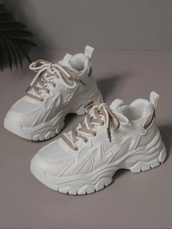 Women's Fashionable Lace Up Platform Sneakers, Casual Comfortable Sports Shoes for Daily Wear, Female All-match Round Toe Shoes for Daily Wear 6
