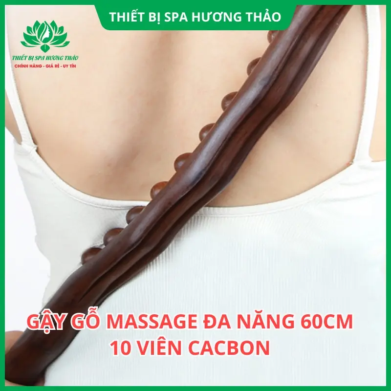 Gậy massage gỗ carbon lưng, bụng, mặt, chân 2 hàng 20 bi 5