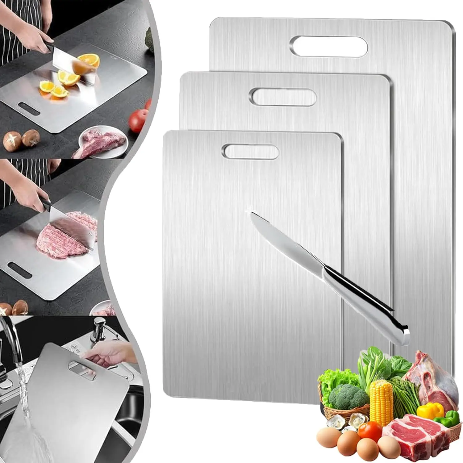 Titanium Cutting Board  2025 New Kitchen 100% Pure Titanium Cutting Board  Hygienic and Durable Cutting Edges, Stainless Steel Cutting Board, New Generation of Healthy Cutting Boards