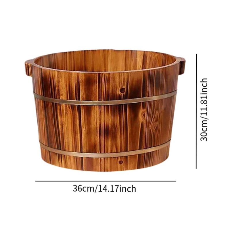 Product Introduction of Wood Footbath Basin Footbathing Multipurpose Foot Soak Barrel Covered Wooden Foot Bath for Travel Home Use Sauna Outdoor Bedroom 0