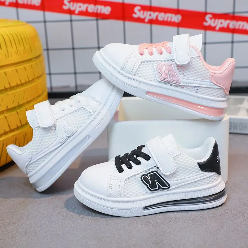 Sneakers Perempuan, 2023 Ketibaan Baru, Sesuai untuk Musim Bunga dan Musim Luruh, untuk Lelaki dan Perempuan, Pam Sneaker Jaringan, Putih, Kasut Kanak-kanak