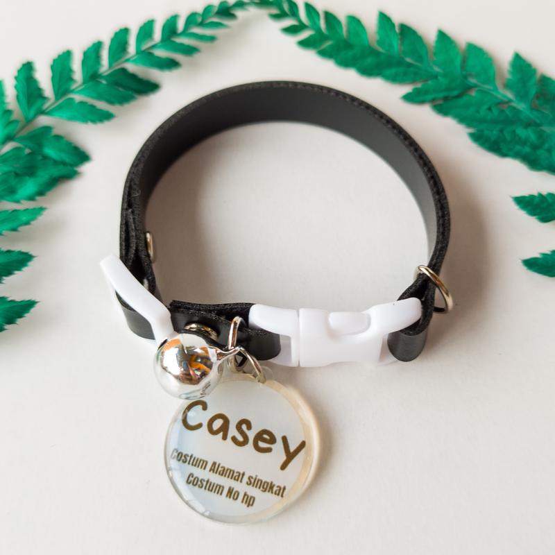 Kalung Kucing Bahan Kulit Bisa Costum Nama 2