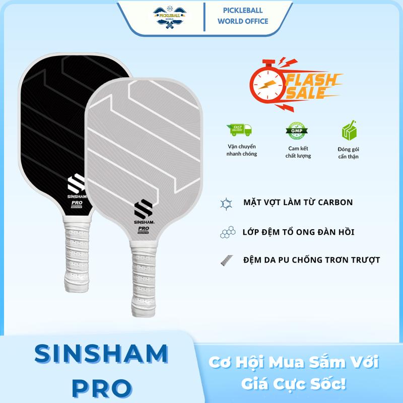 Vợt Pickleball SINSHAM mầu đen Sợi Carbon T700 16mm Vợt Ép Nhiệt Một Mảnh Siêu Nhẹ, Cán Vợt Đệm Da PU Êm Ái Thoáng  Khí dán  viền selkirk  vanguard power air wika pickleball