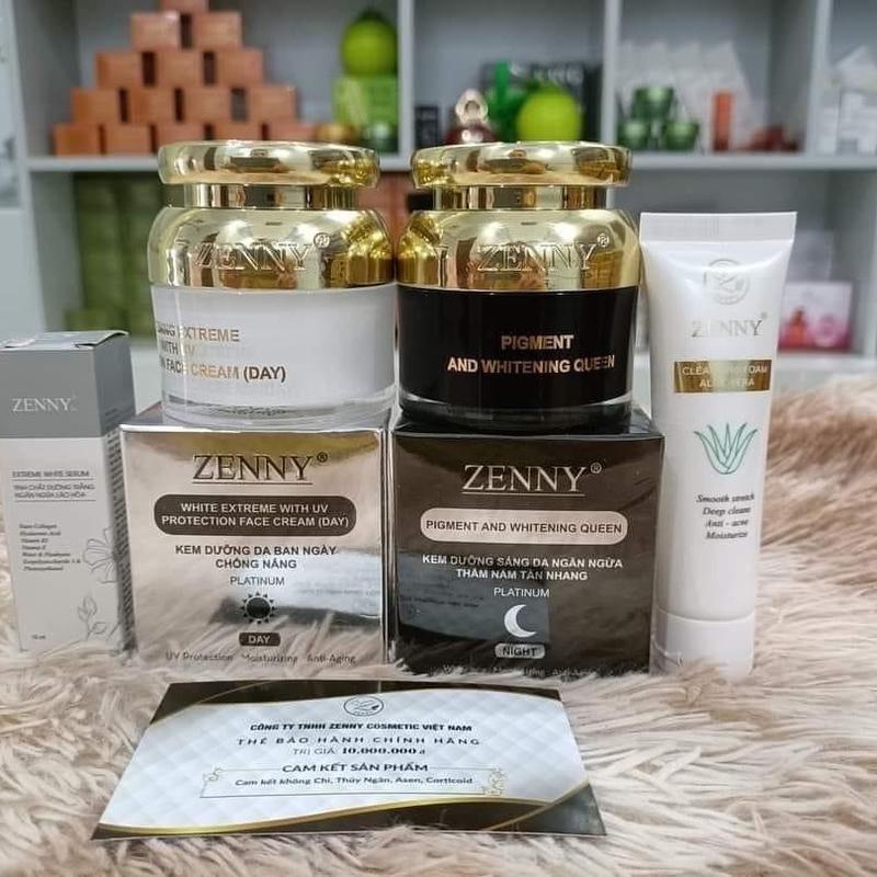 Trọn bộ kem zenny cao cấp ngày đêm platinum tặng kèm 1 serum 10ml + 1 sữa rửa mặt 20gram, dung tích mỗi hộp 15gram
