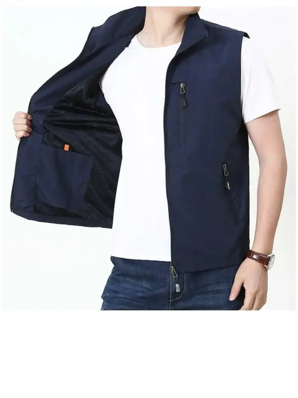 jaket rompi pria casual katun drill rompi motor terbaru Katun Polos 5