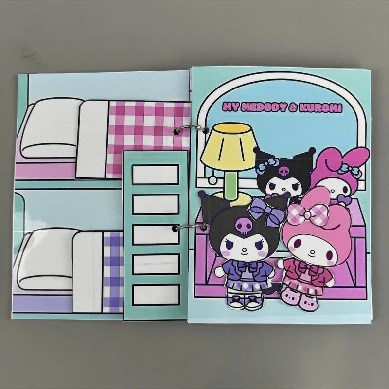 Đồ Chơi Bóc Dán Búp Bê - Game Book my melody & Kuromi House - Học Liệu Bóc Dán Thủ Công Kuromi- Trò chơi thủ công 4