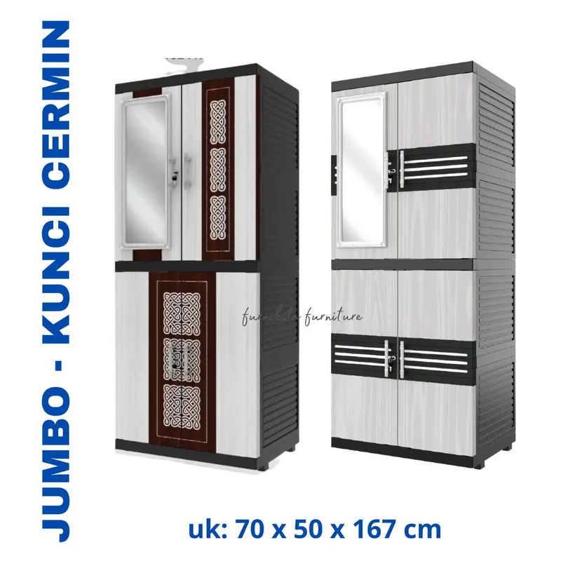 JUMBO LEMARI PAKAIAN PLASTIK NAIBA FIT FULL RAK CERMIN [NABFIT] 1