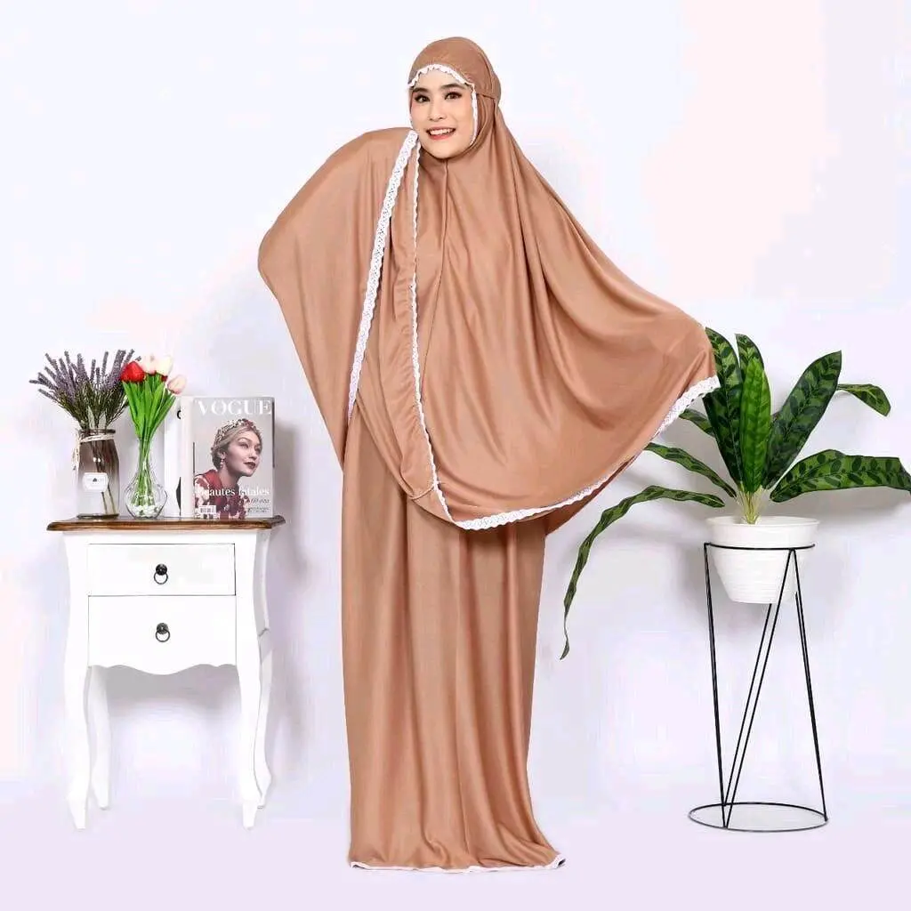 Mukena Haiget Jumbo Perlengkapan Sholat Wanita Muslim Panjang Atasan Bawahan - Model Terbaru Mukenah Traveling Renda Dewasa