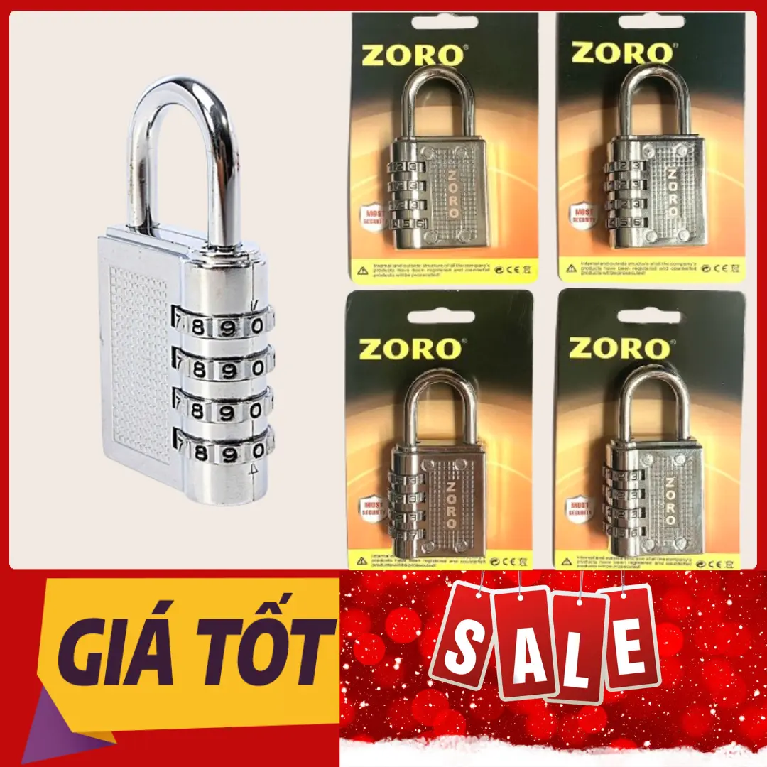 Ổ KHÓA MÃ SỐ MẬT MÃ MINI 4 SỐ XOAY VÒNG KHÔNG CẦN CHÌA  ZORO HỢP KIM BỀN SÁNG BÓNG NHỎ GỌN