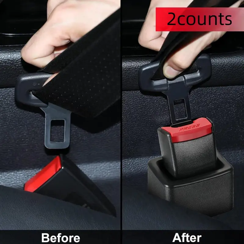 Universal Car Seat Belt Clip, 2 Counts Car Seat Belt Buckle Extender, Safety Belt Buckle Extender, Compatible with Most Cars, Automotive 3