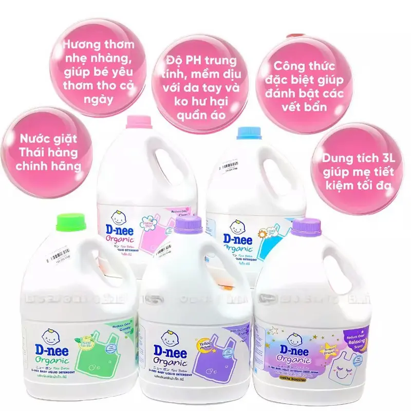 Nước giặt D.nee Thái Lan 3000ml,nước giặt xả quần áo d.nee chính hãng  (date mới, 5 màu) giặt  baby giặt  baby 8