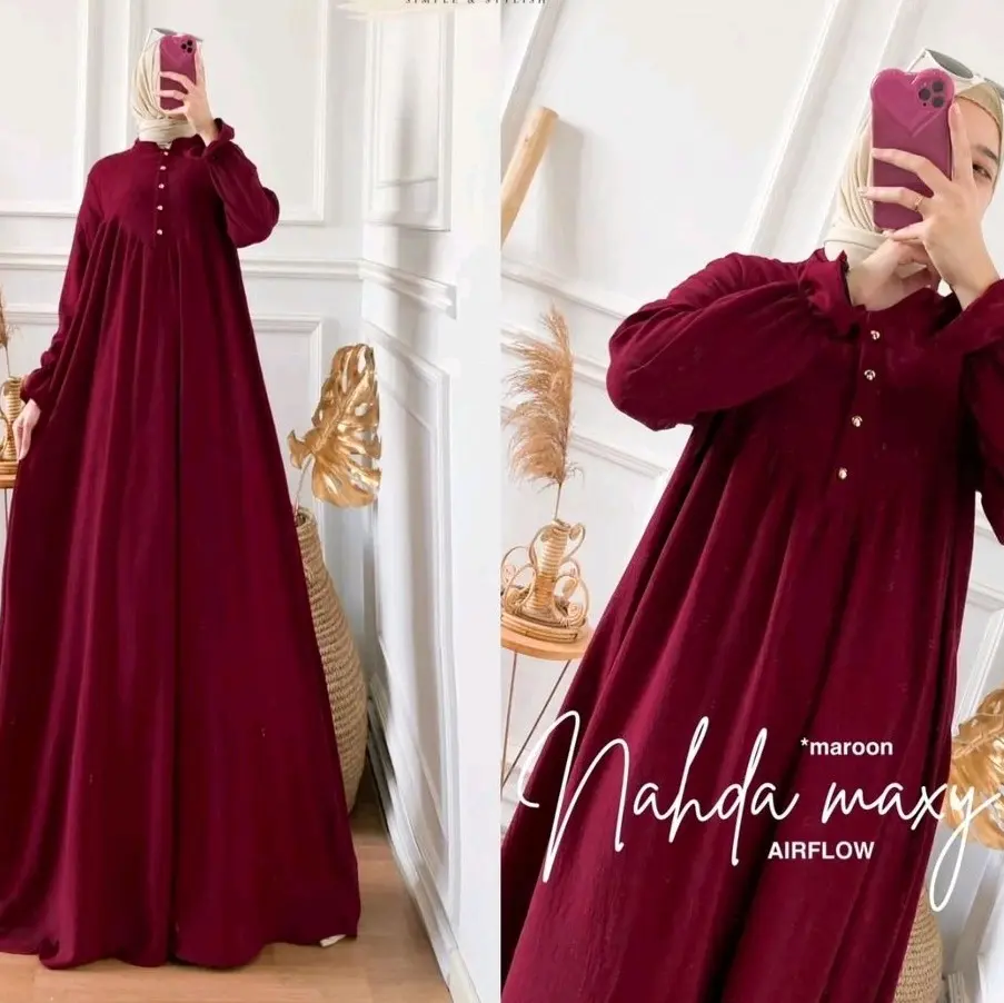 Gamis Nahda Maxy Crinkle Airflow By Cindy Cantik Lembut Muslim
