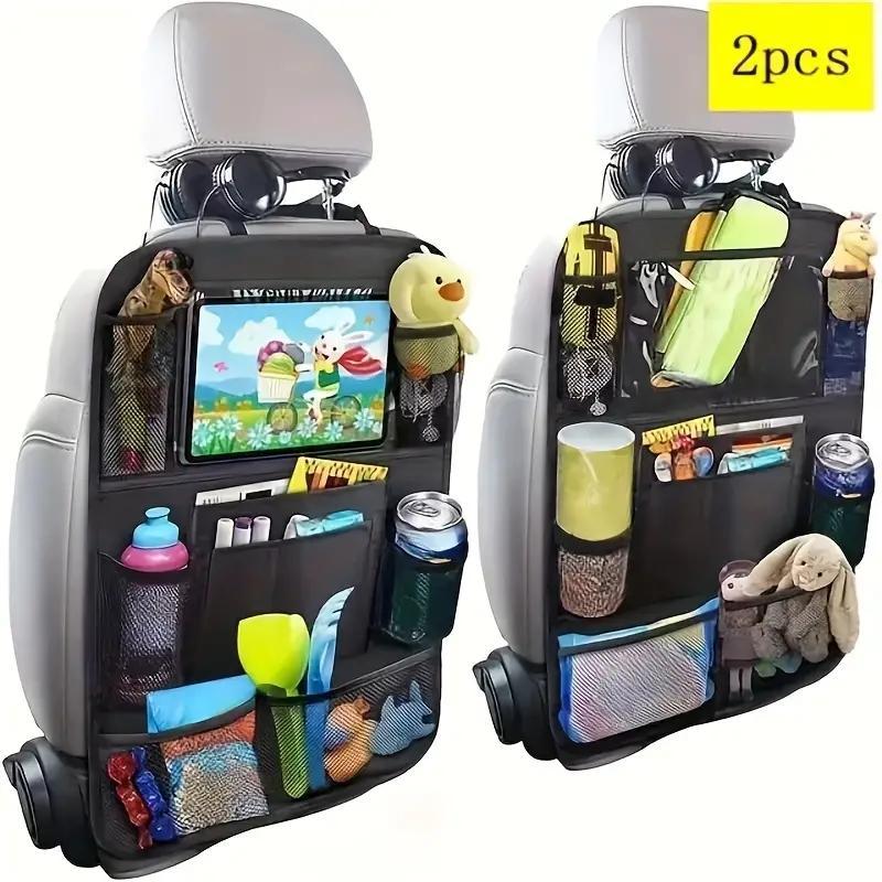 Car Seat Back Storage Bag, Car Seat Back Organizer with Tablet Holder, Car Backseat Organizer for Toys, Drinks, Books Storage 0